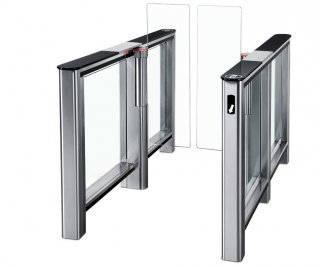 PERCo-ST-01 с крышками из закал. стекла с центральной вставкой из нерж. стали со створками 300 мм высотой 1300 мм фото